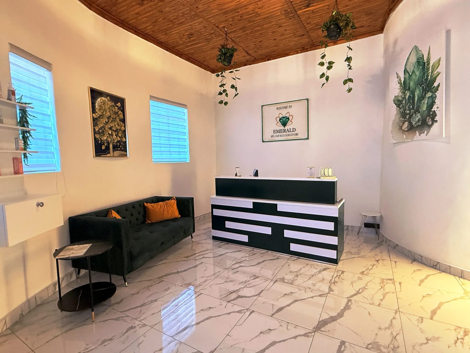 Reception with the black velvet sofa