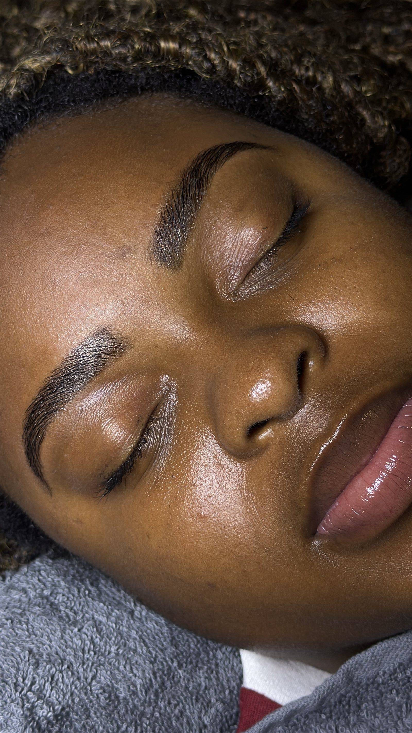 Shaped and tinted brows, close up