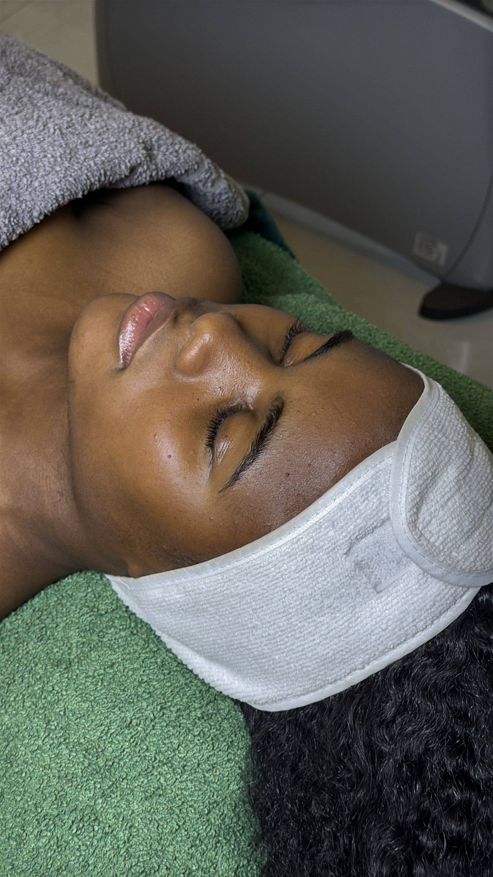 Guest resting during a facial