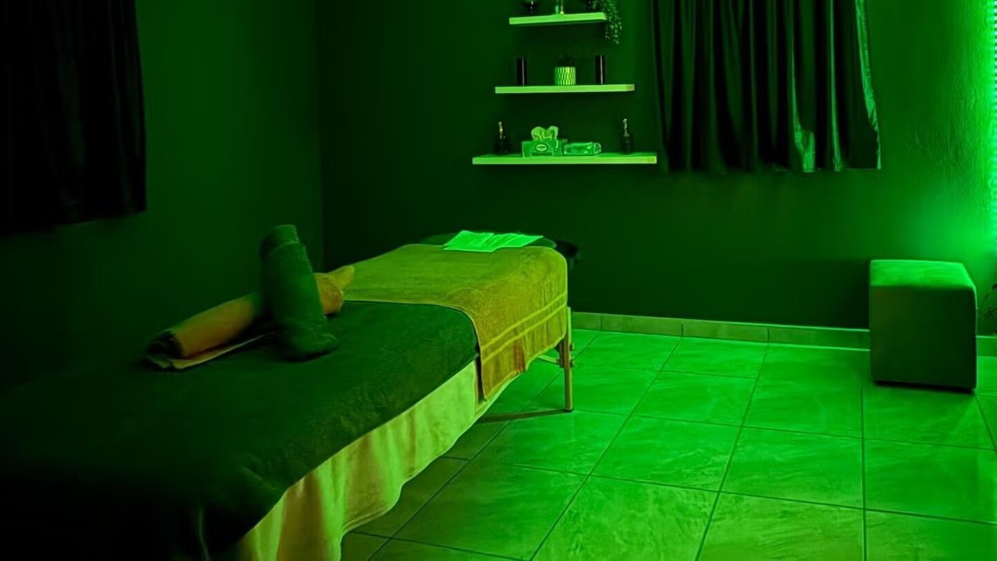 Treatment room in green light