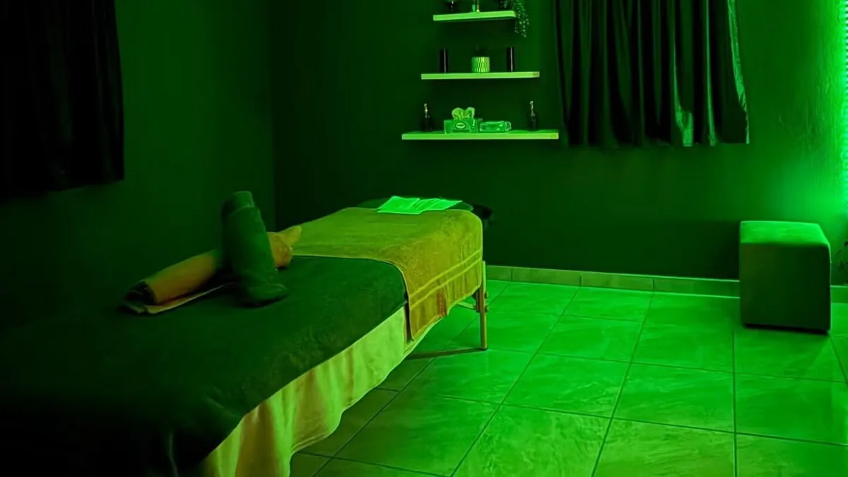 Treatment room in green light