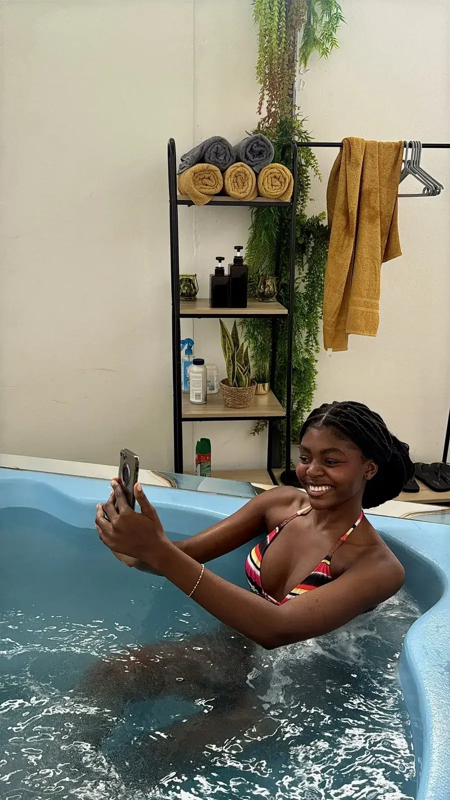 Guest soaking in the hydrotherapy pool