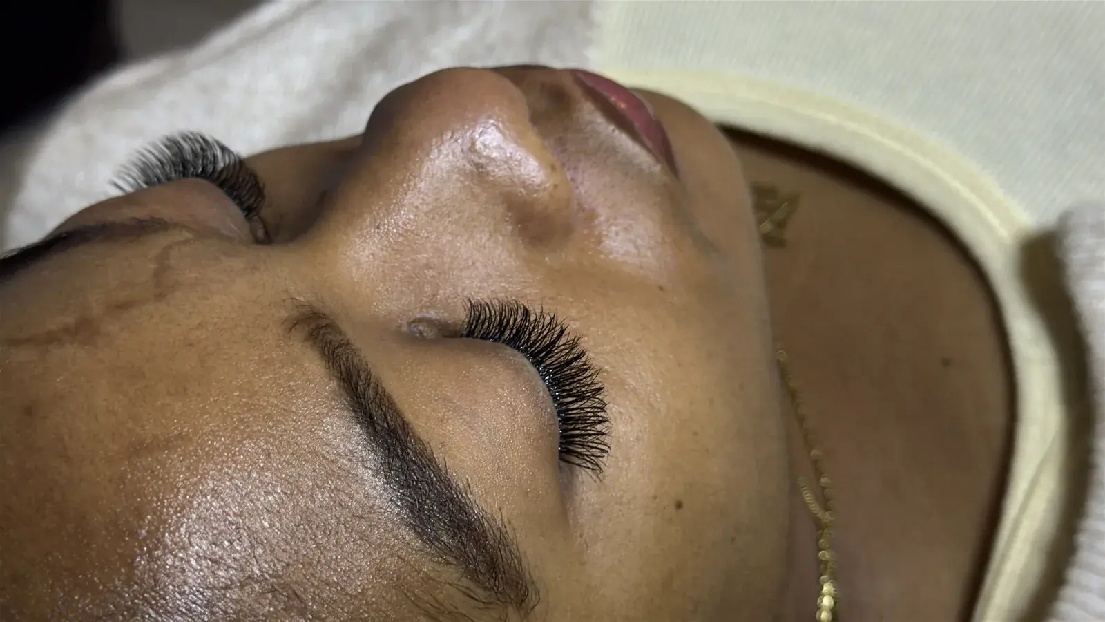 Eyelash extensions, close up
